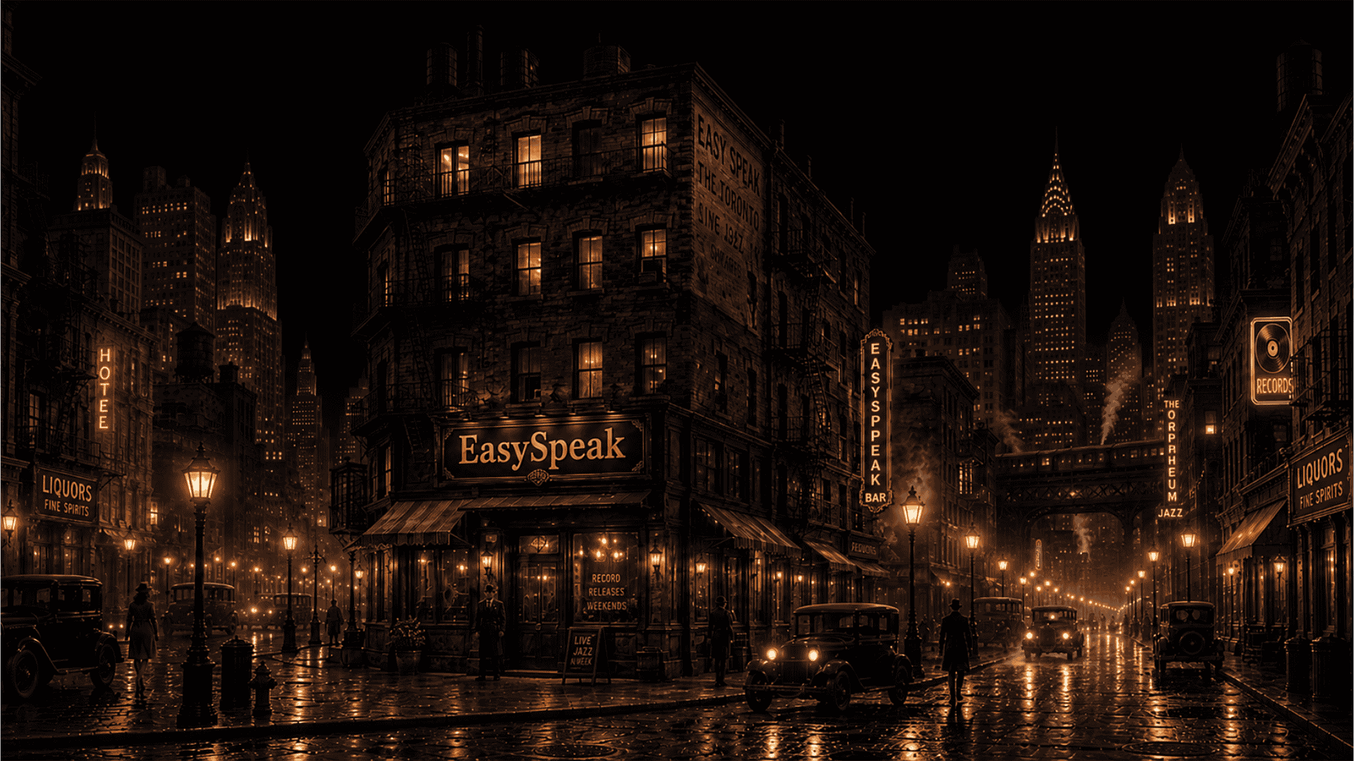 The EasySpeak building at dusk