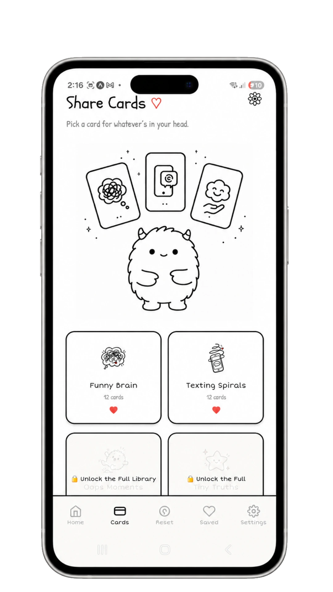 Share Cards screen