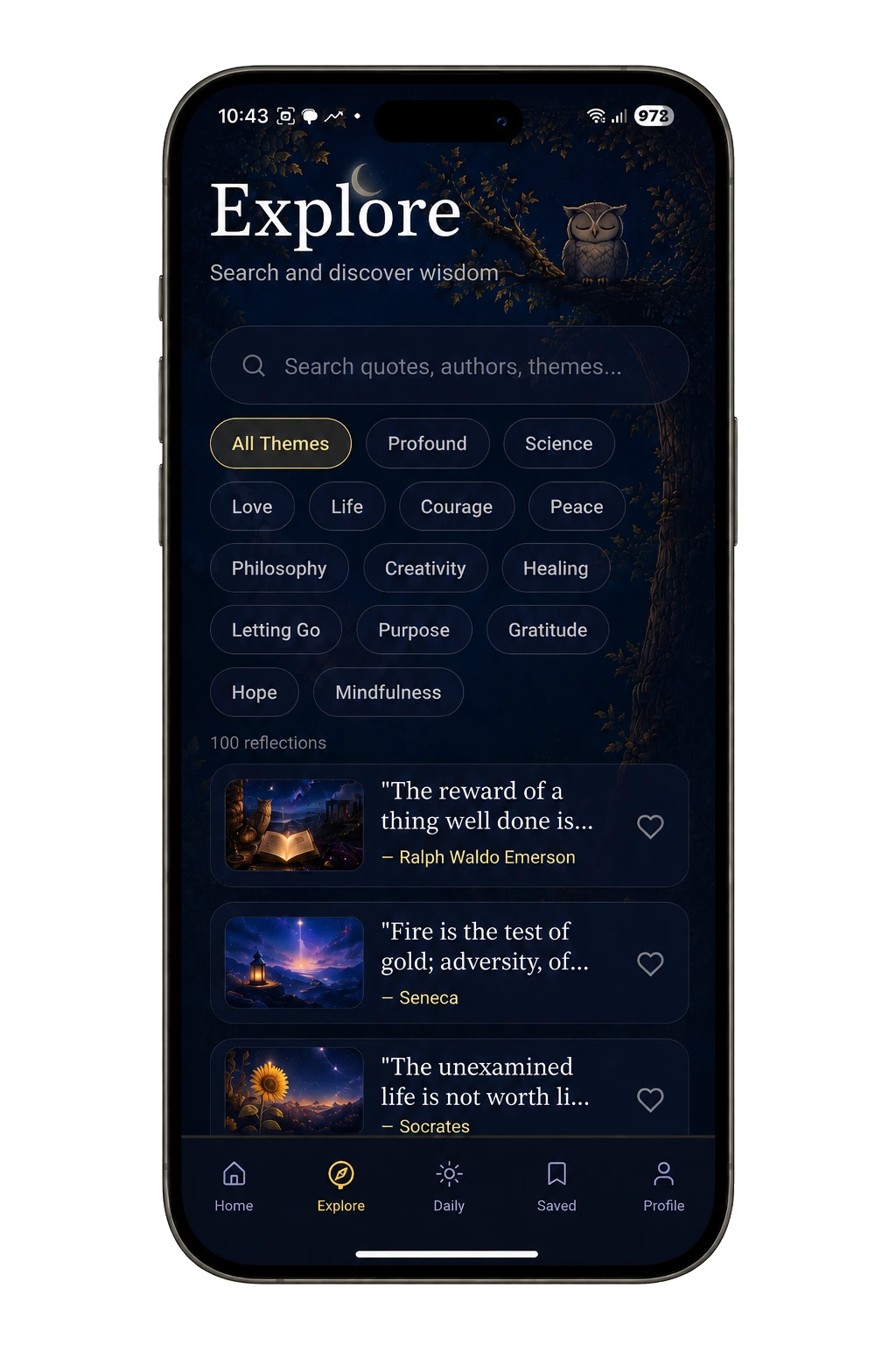 Wisdom Explore screen