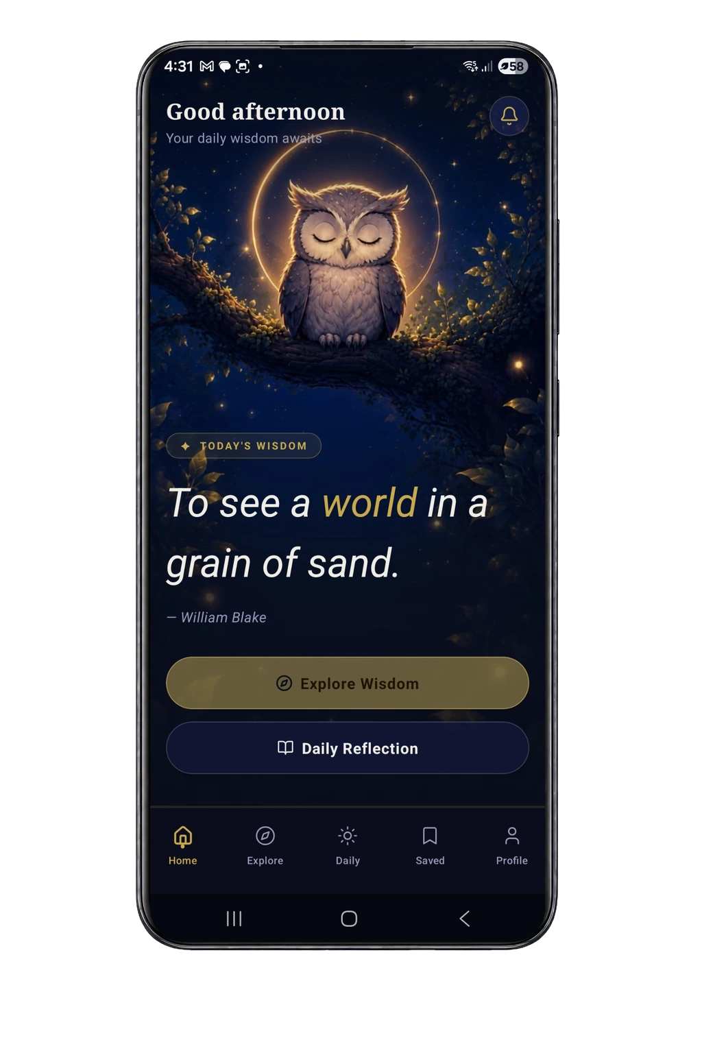 Wisdom Home screen
