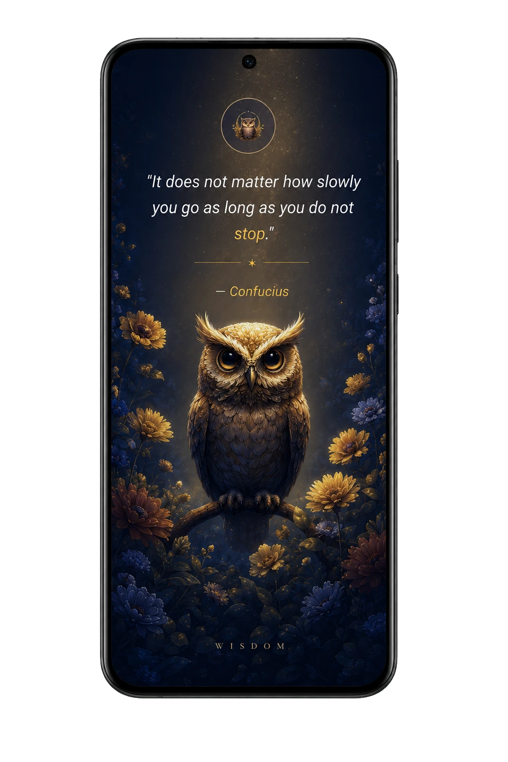 Wisdom share card with moonlit quote design